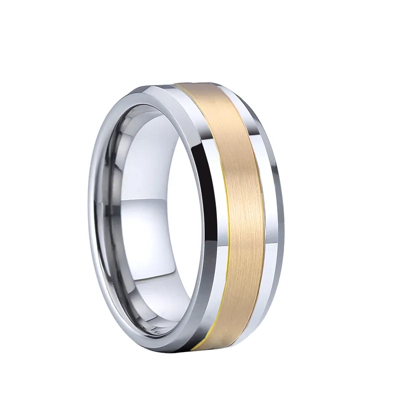 Benutzer definierte lebenslange Kollektion Marken designer 14 Karat Echtgold Schmuck Liebe Alliance 8mm Paar Ehering Wolfram Ring
