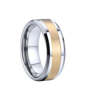 自定义一生收藏品牌设计师14k真金饰品爱心联盟8毫米夫妇结婚戒指钨戒指