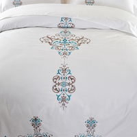 Ensemble de couvertures de lit brodées en coton pour hôtel Ensemble de literie de luxe blanc