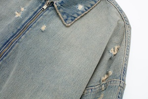 Veste en jean pour femme, style nouveau, col montant, <span class=keywords><strong>fermeture</strong></span> éclair, coupe courte, bleu, veste de moto, retour à l'école, 2026 - Product Image 2