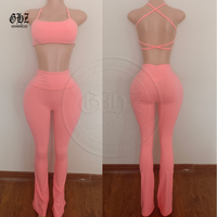 Ensemble 3 pièces de vêtements de sport décontractés pour femme : Soutien-gorge de sport contrastant, Legging taille haute et Sweat-shirt oversize à col montant