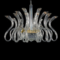 Lustre en verre artistique transparent de style français rétro haut de gamme pour villa, escalier, salon, suspension en acier inoxydable facile à installer