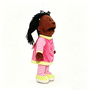 Marioneta de mano personalizada de niña negra, marioneta de niña afroamericana, marioneta de mano humana para niños, marioneta de niña ventrilógica - Product Image 4