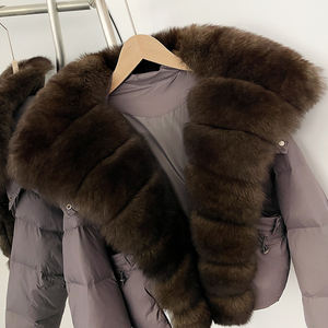 Jxwatcher kış kısa kayış eldiven Parkas 90% beyaz ördek uzun kaban kadınlar gerçek doğal tilki kürk sıcak kirpi aşağı ceket - Product Image 5