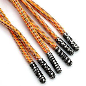 Long sweat à capuche en polyester blanc personnalisé avec cordon de serrage et sweat à capuche plat de mode avec impression d'aglet en métal avec corde ronde pour sacs - Product Image 6