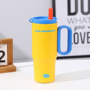 Gobelet isotherme de voyage pour voiture avec poignée Macaron, 24oz 720ml, avec couvercle et paille, antidérapant, personnalisable ODM OEM, Série Pastel - Product Image 2