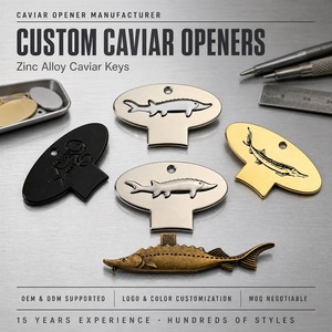 Ouvre-boîte à caviar ovale en alliage de zinc, manuel, portable, avec logo personnalisé, accessoire de cuisine pour restaurant - Product Image 1