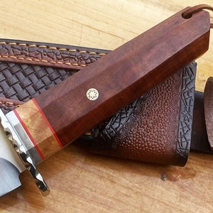 มีดพกยุทธวิธี YAGI ใบมีดสแตนเลสคุณภาพสูง พร้อมปลอกไม้ OEM แบบปรับแต่งได้ สำหรับใช้งานกลางแจ้งหรือ DIY EDC - Product Image 4