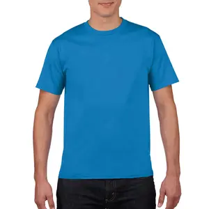 Kaus lengan pendek uniseks kerah bulat ukuran plus katun kaus kustom grosir dengan logo kaus ukuran AS untuk pria