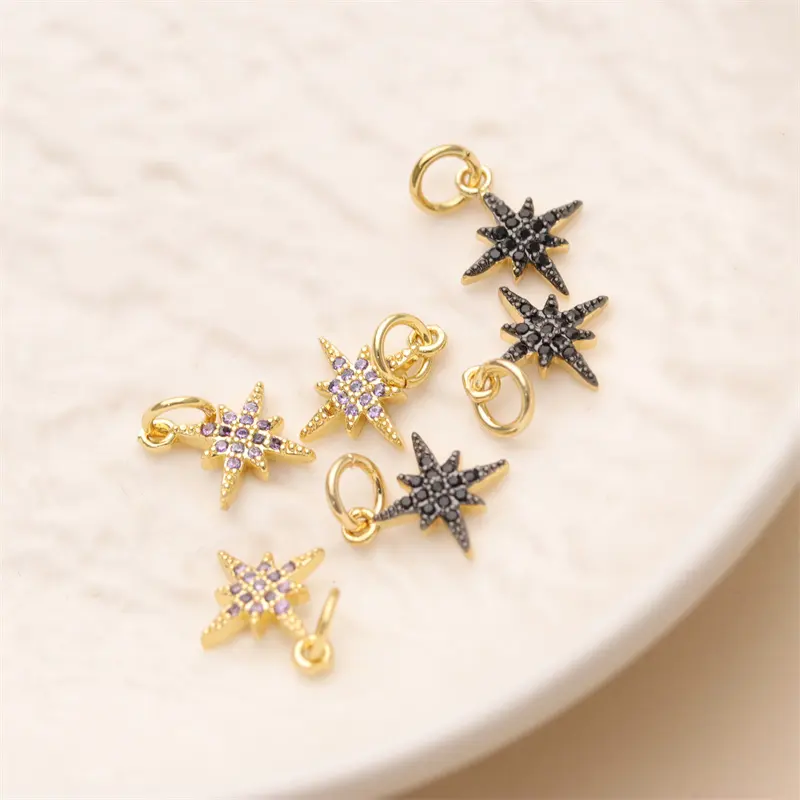 Gold Plated Brass Pendant Cloud Lightning Moon Star Charms Pendants For Jewelry Making