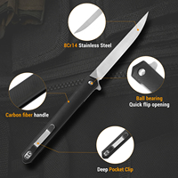 8Cr14 staal mini vouwzakmes met carbon fiber handvat, draagbaar EDC outdoor camping fruitmes met zakclip
