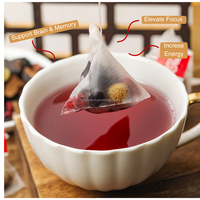 Thé en sachets aromatisé aux herbes, extrait de framboise et de champignon Reishi frais, vente chaude, 20 sachets en vrac, boîte de thé santé