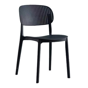 Chaise de salle à manger moderne minimaliste nordique en plastique PP, pour usage domestique, chaise de bureau/tabouret pour adulte avec dossier, chaise de maquillage tendance avec fonction rafraîchissante - Product Image 1