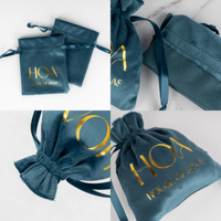 Sac à cordon en velours de luxe imprimé personnalisé stylo parfum montre bijoux cadeau maquillage sac pochette en velours pour bijoux