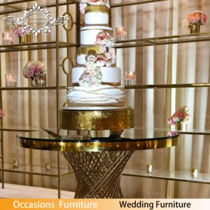 Mesa redonda de cristal con espejo dorado para pastel, expositor de tartas de boda, 90CM de diámetro - Product Image 4