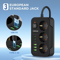 Multiprise européenne 3USB 3Type-C prise à trois fentes noir multi-trous commerce électronique commerce extérieur prise standard européenne transfrontalière