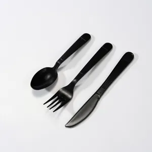Ristorante utensile confezionato nero bianco pesante di plastica posate usa e getta forchetta e coltello cucchiaio