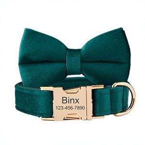 Conjunto de Correa Veet - Collar para Perro Esmeralda con Lazo, Placa con Nombre Personalizada y Correa - Product Image 1