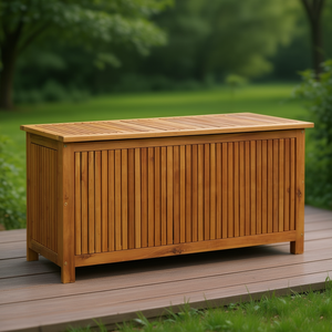 Cassetta Portaoggetti da Esterno in Legno Massello di Acacia 44.5x19.7x22.8 Soluzione di Stoccaggio Resistente per Esterni - Product Image 2