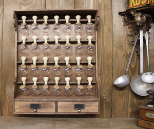 Étagère de <span class=keywords><strong>cuisine</strong></span> à épices en bois de <span class=keywords><strong>style</strong></span> rétro avec 28 bulles étagère à épices suspendue rustique en bois fixée au mur - Product Image 2