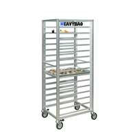 Chariot à four en aluminium Heavybao avec structure fermée à quatre roues Chariot d'affichage de boulangerie personnalisable Stockage de cuisson du pain