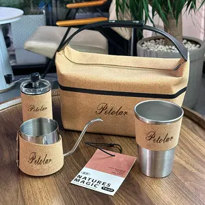 2023 new outdoor camping layer water cup insulated cork set coffee cup stainless steel hand made mocha coffee pot gift set