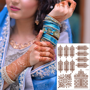 1 unidad de pegatina de <span class=keywords><strong>tatuaje</strong></span> temporal de henna estilo bohemio vintage con <span class=keywords><strong>mandala</strong></span> para cuerpo, mano, <span class=keywords><strong>brazo</strong></span>, uñas, arte, boda, playa, flores - Product Image 3