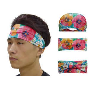 Bandeau unisexe personnalisé avec motif de flore tropicale, réversible, double couche, haute élasticité, pour l'entraînement et les loisirs, en poly-spandex - Product Image 1