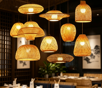 Lustre d'intérieur en bambou et rotin, lampe suspendue tressée à la main pour restaurant, abat-jour en bambou fait main, luminaires suspendus contemporains