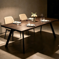 Table à manger convertible moderne nordique en gros d'usine avec pieds en métal et plateau en bois massif pour la maison, le café et le restaurant