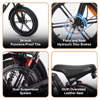 Vélo électrique à pneus larges FLM V8 Pro 24 pouces, 48V 250W, frein hydraulique, pour adultes, entrepôt étranger
