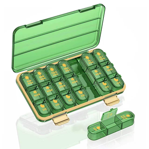 Boîte à médicaments portable en plastique de qualité alimentaire, couvercle scellé, distributeur de médicaments pour sept jours de la semaine, compartiment transparent pour le rangement - Product Image 1