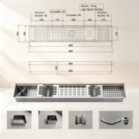 Égouttoir en acier inoxydable 304 de 900 mm de long, évier de bar en acier inoxydable brossé argenté sur mesure, disponible en plusieurs options de couleurs.