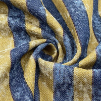 Kain Batik Bali Indonesia Grosir, Biru Kuning, Motif Garis, Bolak-Balik, Herringbone Twill Jacquard, 100% Katun