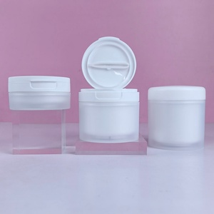 Wholesale 50g 100g 120g 150g <b>Plastic</b> PP <b>Jars</b> Frosted Cosmetic Cream Container with Spoon Cotton Pads <b>Jar</b> with Tweezers - Product Image 4