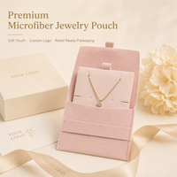 Pochette à bijoux en microfibre personnalisée de qualité supérieure avec carte insérée pour collier, boucles d'oreilles, bague, bracelet, emballage cadeau