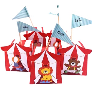 50 pcs/pack Vie Créative 50 pièces Animal de <span class=keywords><strong>Cirque</strong></span> Boîtes À Bonbons Boîte Cadeau avec Drapeau pour la Fête De Mariage Voyage Événements Thématiques SD419 - Product Image 1