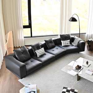 Canapé d'angle minimaliste italien Big Black Bull - Canapé modulaire <span class=keywords><strong>en</strong></span> cuir PU capitonné de luxe léger pour appartement villa - Product Image 1