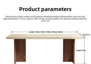Table à manger de style français, mobilier de salle à manger, table en pierre frittée, table à manger rectangulaire et chaise - Product Image 6