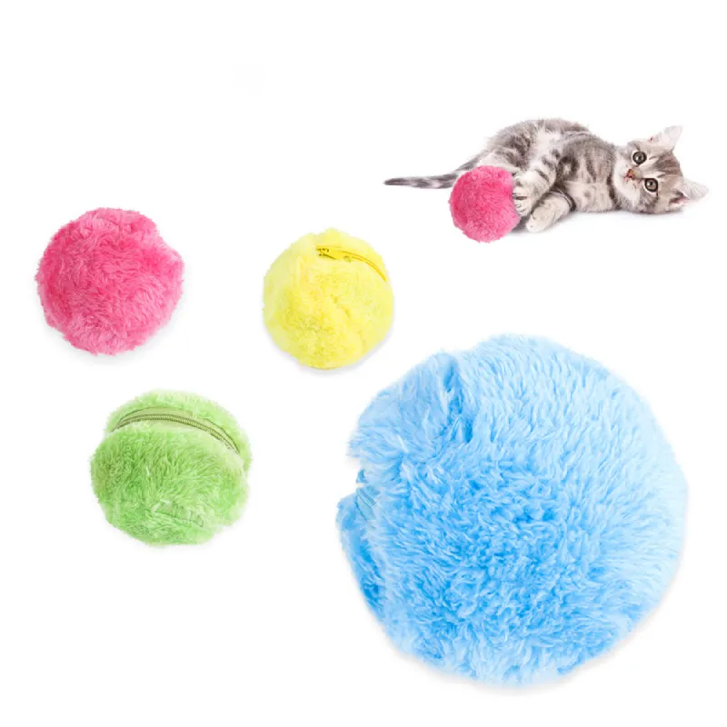 Electric pet toys Automatic convert direction interactive cat toy 4 color plush sleeves puzzle ball puppy small dog toy ball