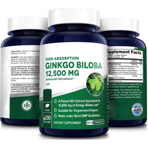 Capsules de Ginkgo Biloba de marque privée OEM <span class=keywords><strong>extra</strong></span> fort soutient la fonction cérébrale et le soutien de la mémoire - Product Image 1