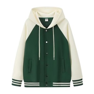 Veste de baseball à capuche personnalisée pour homme, boutonnée sur le devant, à manches longues, style varsity tricoté, pour tenue décontractée d'équipe - Product Image 4