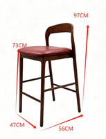 Tabouret de bar haut en bois massif moderne avec base en métal, design minimaliste pour restaurant, café et hôtel