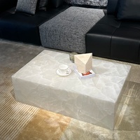 Table basse carrée en pierre, style minimaliste moderne, en cristal naturel blanc, pour petit appartement, salon, hôtel