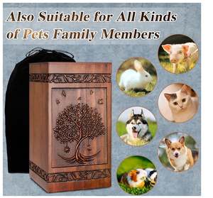 Özel ahşap kremasyon çömleği insan külleri için hayat ağacı cenaze külü vazosu yetişkin kadın erkek Pet köpek kutusu gömme tabut & kadife çanta - Product Image 6