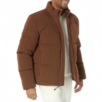 Veste matelassée imperméable et respirante pour homme, grande taille, avec fermeture éclair, imprimé lettres, sangle décorative et col montant