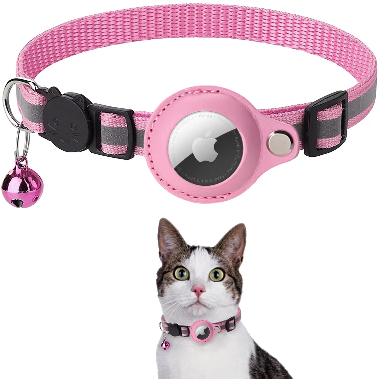 Nice Quality Adjustable Pet Collar Locator Accesstory Cat Collar With Reflective Stripe For Apple Airtag