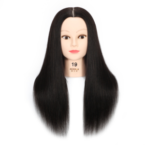 Cabeza de Maniquí de Cabello Natural de 22 Pulgadas para Trenzado y Corte, Cabeza de Entrenamiento con Soporte de Trípode para Peluquería - Product Image 3