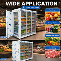 Réfrigérateur commercial de plain-pied pour la conservation et la présentation de légumes frais, fruits, fruits de mer, fleurs et viandes