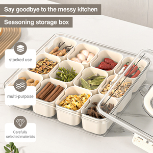 12 đa khoang vuông lớn lớn khô hạt nhựa gia vị tổ chức thực phẩm lưu trữ <span class=keywords><strong>container</strong></span> khay thiết lập với xử lý Nắp - Product Image 4